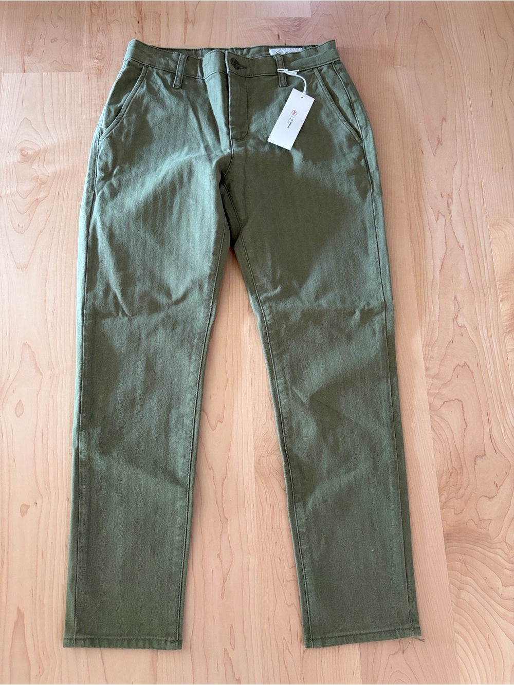 Ag Adriano Goldschmied Olive Green Cropped Jeans